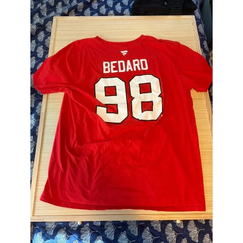 Connor Bedard 98 Chicago Blackhawks Fanatics T Shirt Adult XL Red NHL